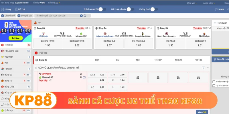 Sảnh cá cược UG thể thao KP88